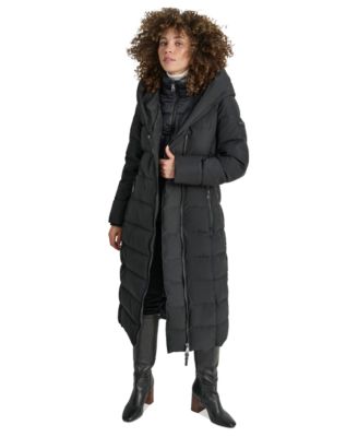 DKNY - Women's Bibbed Shawl Collar Hooded Puffer Coat