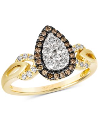 Le Vian - Nude Diamond & Chocolate Diamond Pear Halo Ring (1/2 ct. t.w.) in 14k Two-Tone Gold
