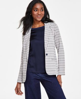 Liverpool Los Angeles - Women's Check Fitted Notch-Collar Blazer