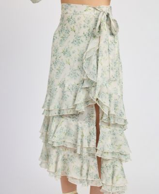 En Saison - Women's Marlene Floral Ruffle-Tiered Maxi Skirt