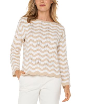 Liverpool Los Angeles - Women's Boat-Neck Scalloped-Hem Sweater