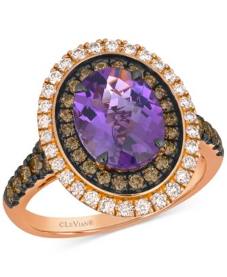 Le Vian - Pink Amethyst (2-1/4 ct. t.w.), Nude Diamond (1/3 ct. t.w.) & Chocolate Diamond (1/2 ct. t.w.) Oval Ring in 14k Strawberry Gold