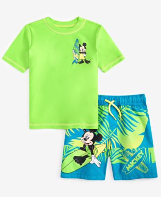 Mickey Mouse - Toddler Boys Rash Guard & Swim Trunks Swimsuit, 2 Piece Set