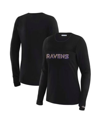 WEAR by Erin Andrews - Women's Black Baltimore Ravens Mesh Panel Long Sleeve T-Shirt