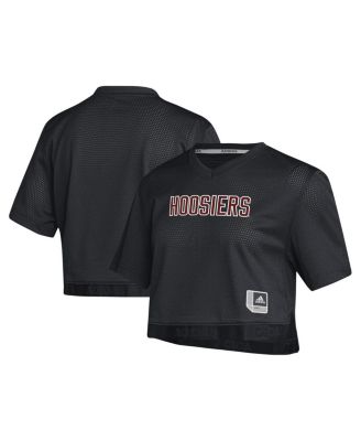adidas - Women's Black Indiana Hoosiers Primegreen V-Neck Cropped Jersey