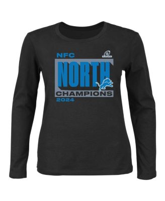Fanatics - Women's Black Detroit Lions 2024 NFC North Division Champions Plus Size Long Sleeve Scoop Neck T-Shirt