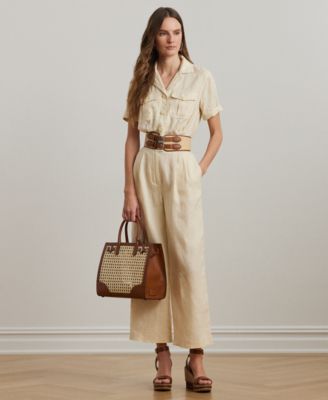 Lauren Ralph Lauren - Petite Embroidered Linen Short-Sleeve Jumpsuit