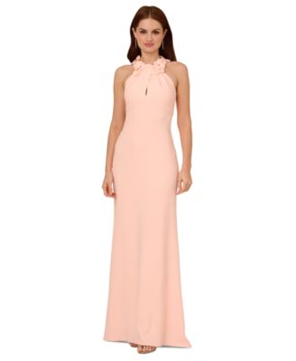 Adrianna Papell - Petite Embellished Rosette Halter Gown