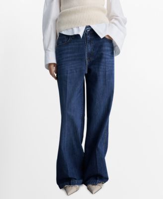 MANGO - Women's Belted Wide Leg Jeans