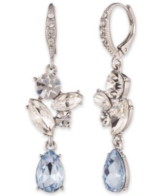 Givenchy - Silver-Tone Mixed Crystal Cluster Double Drop Earrings