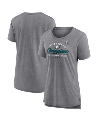 Fanatics - Women's Heather Gray Philadelphia Eagles Super Bowl LIX Champions Prestigious Run Tri-Blend Scoop Neck T-Shirt