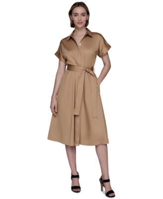 KARL LAGERFELD PARIS - Women's Cotton A-Line Shirtdress