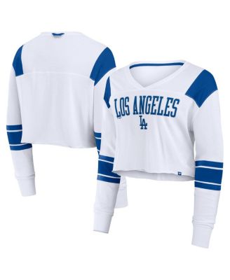 Fanatics - Women's White Los Angeles Dodgers Stretch Cropped Fashion Long Sleeve T-Shirt