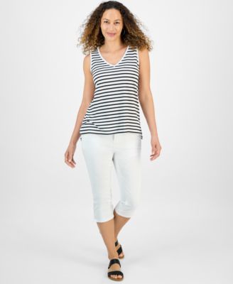Style & Co - Petite Striped Easy Fit Tank Top