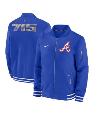Nike - Men's Royal Atlanta Braves Authentic Collection City Connect Full-Zip Bomber Jacket
