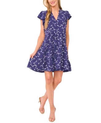 CeCe - Women's Short-Sleeve Ruffled Tiered Dress