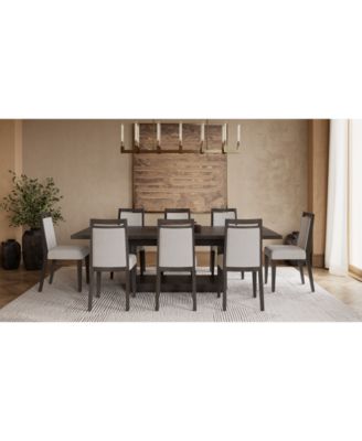 Furniture - Tivie 9-Pc. Dining Set (Rectangular Table & 8 Wood Dining Chairs)