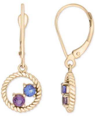 Macy's - Tanzanite (1/4 ct. t.w.) & Rose de France Amethyst (1/5 ct. t.w.) Circle Drop Earrings in 14K Gold-Plated Sterling Silver