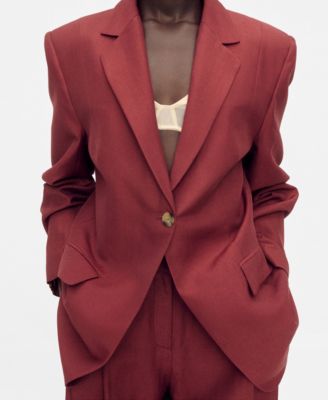 MANGO - Women's Linen-Blend Suit Jacket