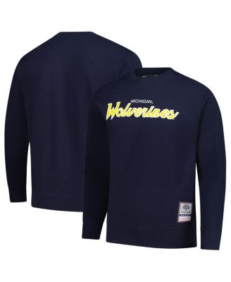 Mitchell & Ness - Men's Navy Michigan Wolverines Elite Script Pullover Sweatshirt