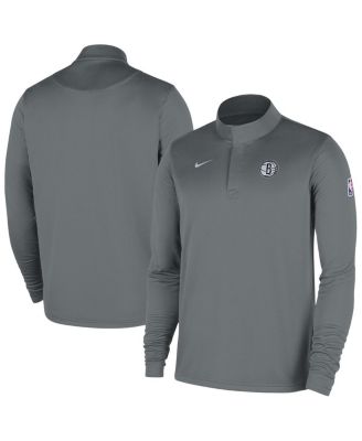 Nike - Men's Gray Brooklyn Nets 2025/26 Authentic Coaches Quarter-Zip Dri-Fit Sweatshirt