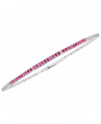 Macy's - Lab-Grown Ruby (1/2 ct. t.w.) and Lab-Grown White Sapphire (1/3 ct. t.w.) Bangle in Sterling Silver