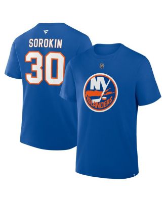 Fanatics - Men's Ilya Sorokin Royal New York Islanders Authentic Stack Name Number T-Shirt