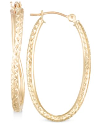 Macy's - Textured Twisted Oval Hoop Earrings in 10k Gold