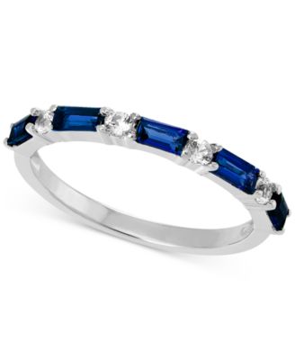 Macy's - Lab-Grown Emerald (1/2 ct. t.w.) & Lab-Grown White Sapphire (1/5 ct. t.w.) Stack Ring in Sterling Silver (Also in Lab-Created Ruby & Lab-Created Blue Sapphire)