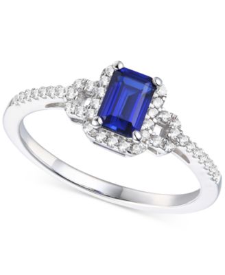 Macy's - Lab-Grown Emerald (5/8 ct. t.w.) & Lab-Grown White Sapphire (1/5 ct. t.w.) Ring in Sterling Silver (Also in Lab-Created Ruby & Lab-Created Sapphire)