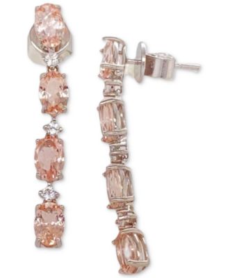 Macy's - Aquamarine (3-1/5 ct. t.w.) & White Topaz (5/8 ct. t.w.) Linear Drop Earrings in Sterling Silver