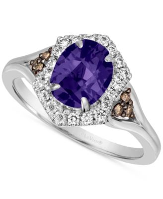 Le Vian - Blueberry Tanzanite (1 ct. t.w.) & Diamond (1/3 ct. t.w.) Halo Ring in 14k White Gold