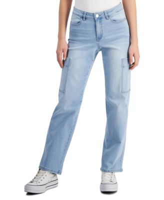 Dollhouse - Juniors' Mid-Rise Wide-Leg Pocket Jeans