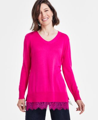 I.N.C. International Concepts - Women's Lace-Trim Tunic Sweater