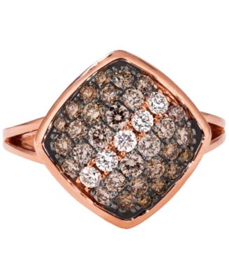 Le Vian - Chocolate Ombr&eacute; Diamond&reg; & Vanilla Diamond Cluster Ring (1 ct. t.w.) in 14k Rose Gold