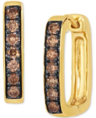 Le Vian - Chocolate Diamond Squared Small Hoop Earrings (1/3 ct. t.w.) in 14k Gold
