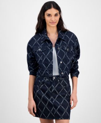 HUGO - Women's Chain-Print Denim Trucker Jacket