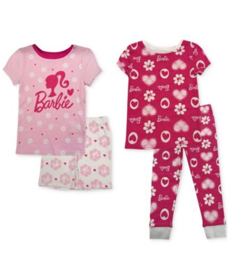 Barbie - Toddler Girls Cotton Pajamas, 4 Piece Set
