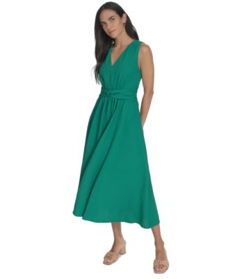 Calvin Klein - Women's V-Neck Twist-Front Midi Dress