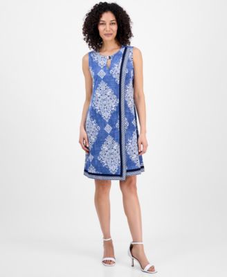 Sandra Darren - Petite Printed Crossover Shift Dress