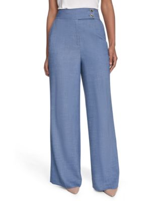 Calvin Klein - Women's Faux-Denim High Rise Wide-Leg Pants