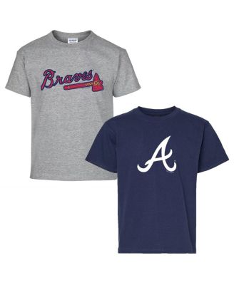 Soft As A Grape - Big Boys and Girls Navy/Gray Atlanta Braves T-Shirt 2-Pack