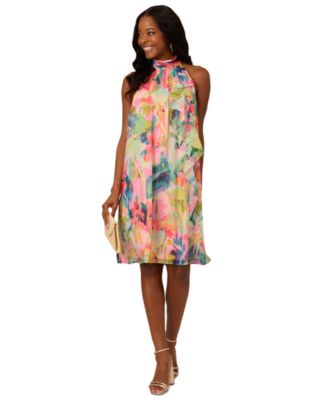 Adrianna Papell - Petite Printed Chiffon Halter Dress