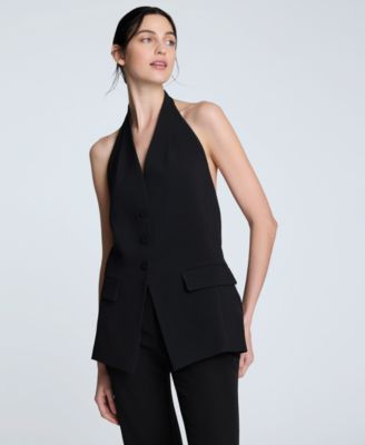 Kenneth Cole - Women's Luxe Twill Three-Button Halter Vest