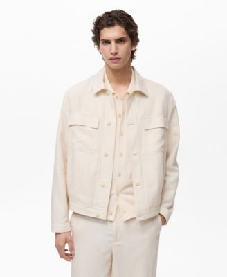 MANGO - Men's Bowling-Style Linen Overshirt