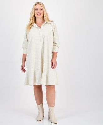 Robbie Bee - Plus Size Textured Button-Front Dress