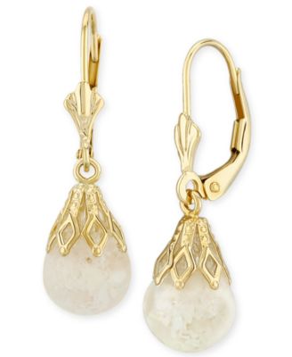 Macy's - Floating Crushed Opal Drop Earring in 14k Yellow Gold