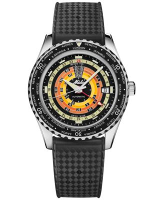 Mido - Unisex Swiss Automatic Ocean Star Decompression Worldtimer Black Rubber Strap Watch 41mm