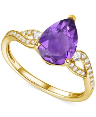 Macy's - Amethyst (1-3/4 ct. t.w.) & Lab-Grown White Sapphire (1/6 ct. t.w.) Twist Ring in 14k Gold-Plated Sterling Silver (Also in Additional Gemstones)