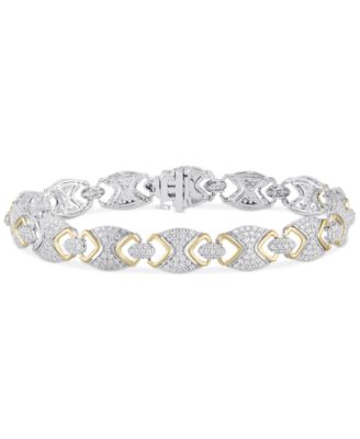 Macy's - Diamond Pav&eacute; Link Bracelet (3 ct. t.w.) in 10k Two-Tone Gold